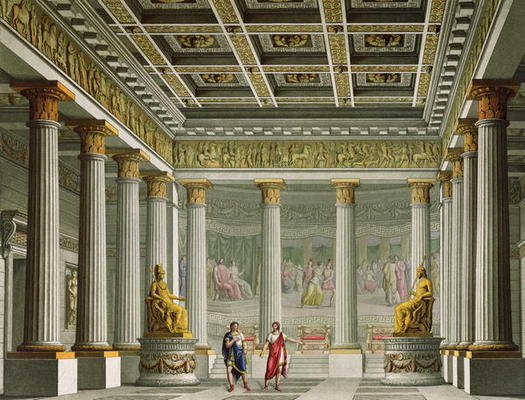 The Audience Hall in the Palace of Aegistheus, design for the ballet 'Orestes' at La Scala Theatre, van Alessandro Sanquirico