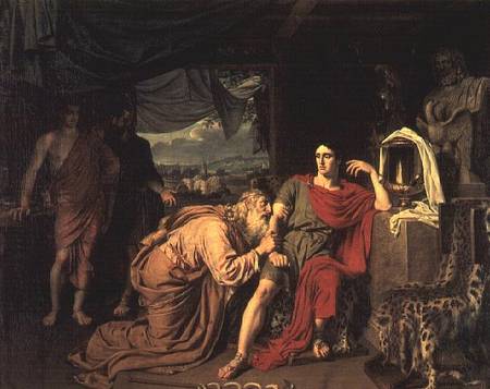King Priam begging Achilles for the return of Hector's body van Alexander Andrejewitsch Iwanow