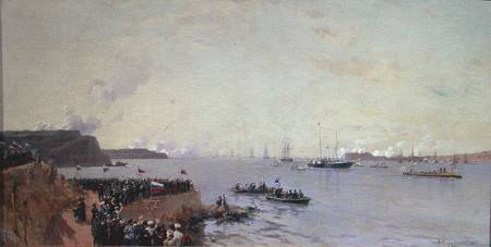 Arrival of Emperor Alexander III (1845-94) at Sevastopol van Alexander Karlovich Beggrow
