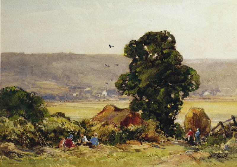 Haymaking (w/c on paper) van Alexander Carruthers Gould