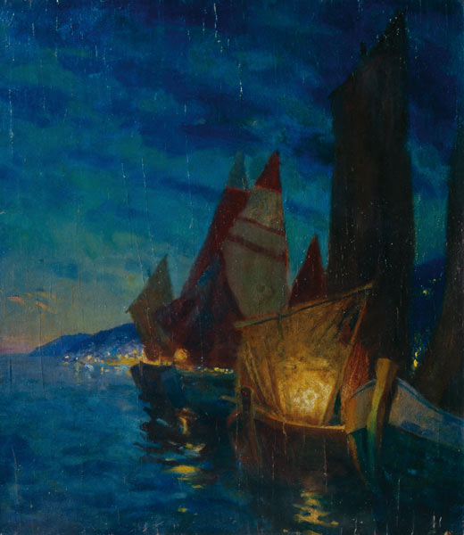 Die Segel in der Nacht van Alexander Fjodorowitsch Gausch