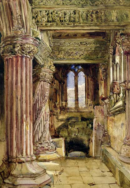 Rosslyn Chapel, Scotland (w/c on paper) van Alexander Jnr. Fraser