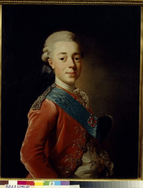 Portrait of Grand Duke Pavel Petrovich (1754-1801) van Alexander Roslin