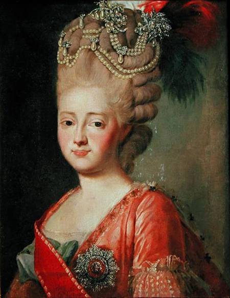 Portrait of Empress Maria Fyodorina (1759-1828) van Alexander Roslin