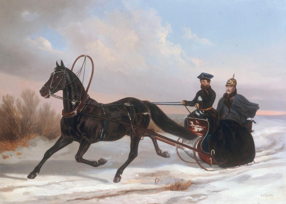 Emperor Nicholas I Pavlovich in a Horse-Drawn Brichka van Alexander Ivanovich Sauerweid