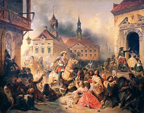 Peter the Great conquers Narva in 1704 van Alexander Ivanovich Sauerweid
