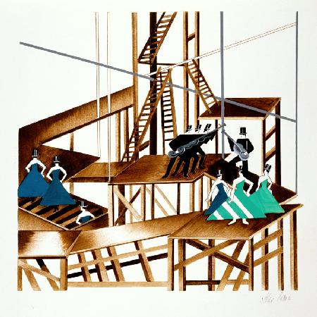 Set Design for a Jazz Musical, illustration from Maquettes de Theatre by Alexandra Exter, published 