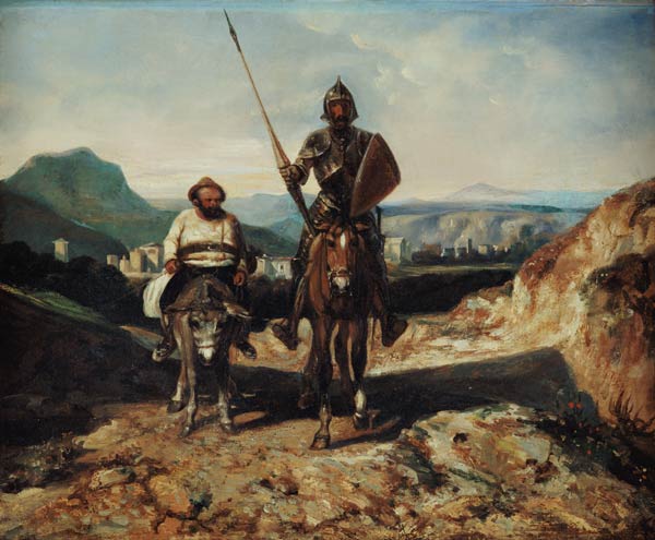 Don Quixote and Sancho (oil on canvas) van Alexandre Gabriel Decamps