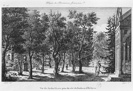 Musee des Monuments Francais, Paris, view of the Jardin Elysee from the tomb of Heloise and Abelard; van Alexandre Marie Lenoir
