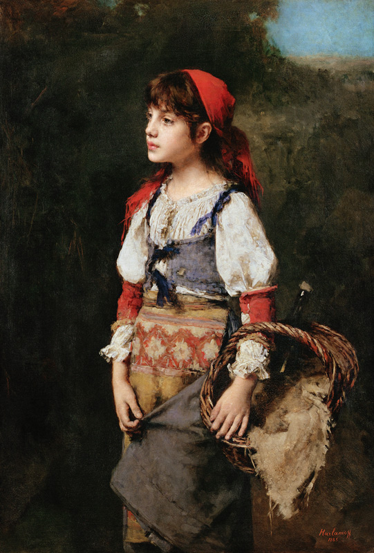 A Pretty Peasant Girl van Alexei Alexevich Harlamoff