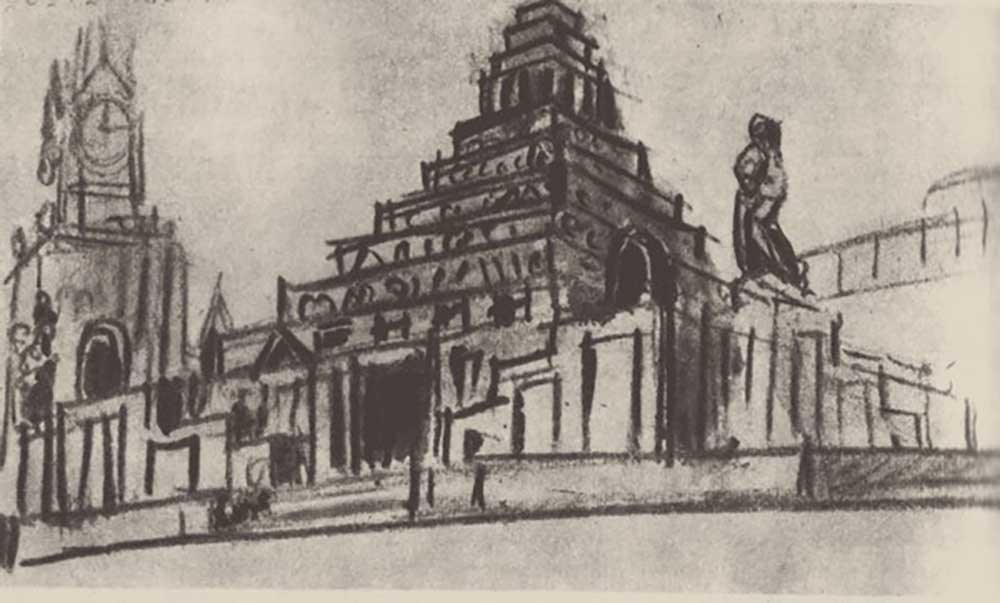 First sketch for the Lenin Mausoleum van Alexei Wiktorowitsch Schtschussew