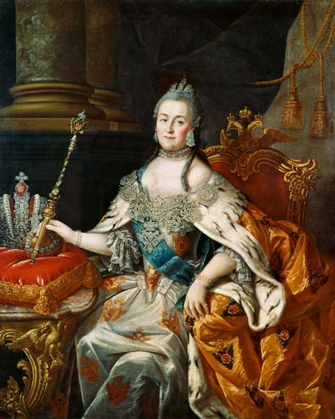 Portrait of Empress Catherine II (1729-1796) van Alexej Petrowitsch Antropow