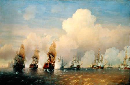 The Russo-Swedish Sea War near Kronstadt in 1790 van Alexej Petrowitsch Bogoljubov