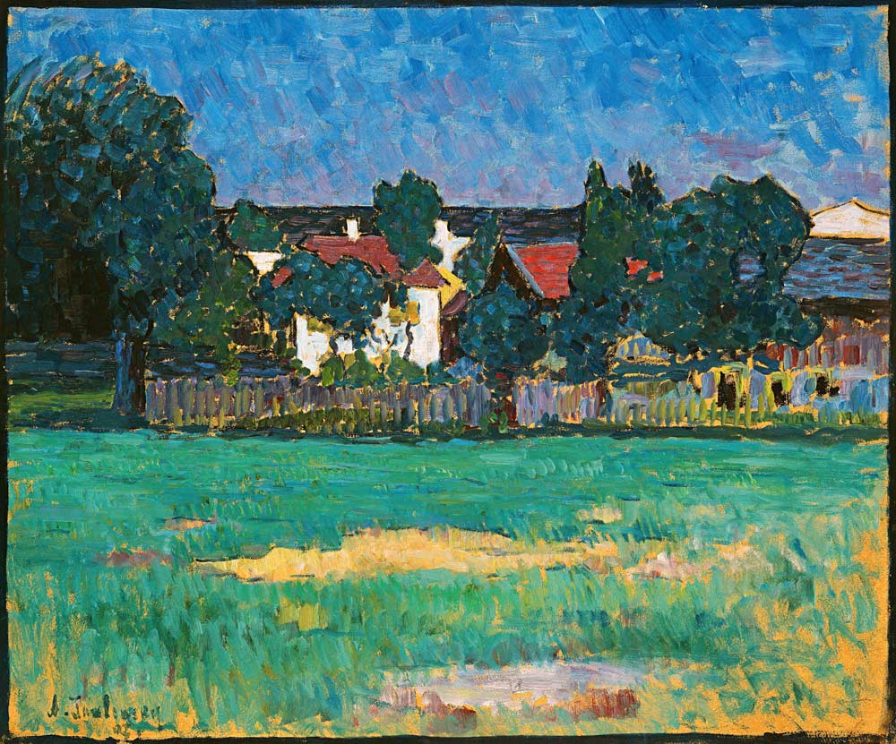 Wasserburg landscape with houses and field van Alexej van Jawlensky