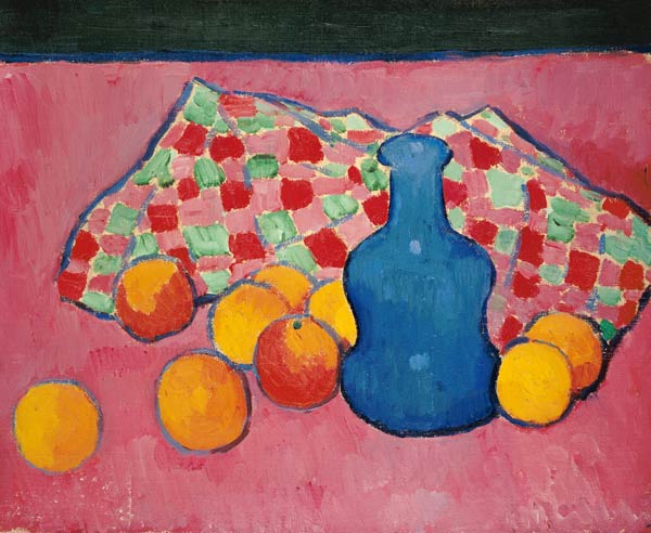 Blaue Vase mit Orangen van Alexej van Jawlensky
