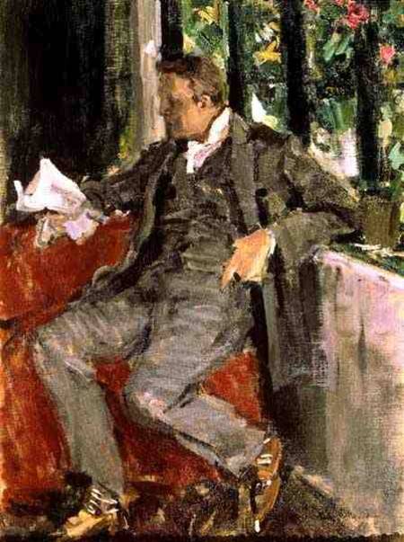 Portrait of Feodor Ivanovich Chaliapin (1873-1938) van Alexejew. Konstantin Korovin