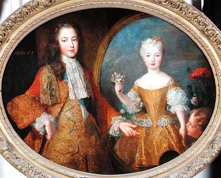 Louis XV (170-74) and the Infanta of Spain van Alexis Simon Belle