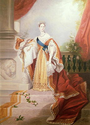 Portrait of Queen Victoria in Coronation Robes van Alfred-Edward Chalon