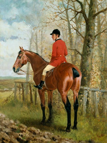 Huntsman in Wooded Landscape van Alfred de Prades