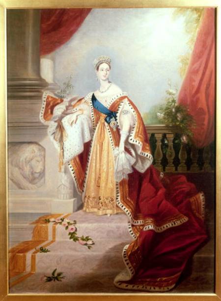 Portrait of Queen Victoria in Coronation Robes van Alfred-Edward Chalon