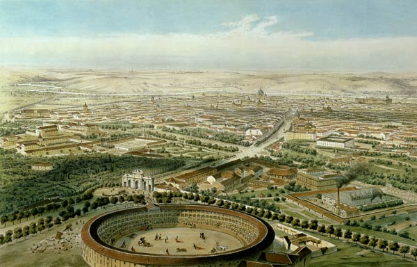 Aerial View of Madrid from the Plaza de Toros van Alfred Guesdon