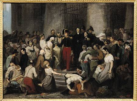 The Duke of Orleans Visiting the Sick at l'Hotel-Dieu During the Cholera Epidemic in 1832 van Alfred Johannot