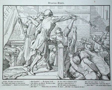 Death on the Tribune, from 'Another Dance of Death' published by Georg Wigand in Leipzig van Alfred Rethel