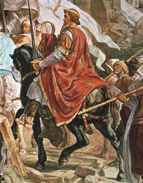 Charlemagne entering Pavia van Alfred Rethel