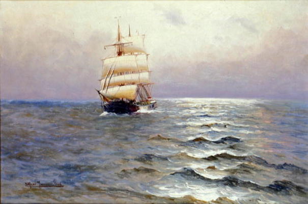 Tall Ship (oil on canvas) van Alfred Serenius Jensen