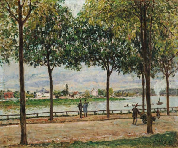 Street of Spanish Chestnut Trees by the River van Alfred Sisley