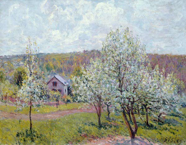 Spring in the Environs of Paris, Apple Blossom van Alfred Sisley