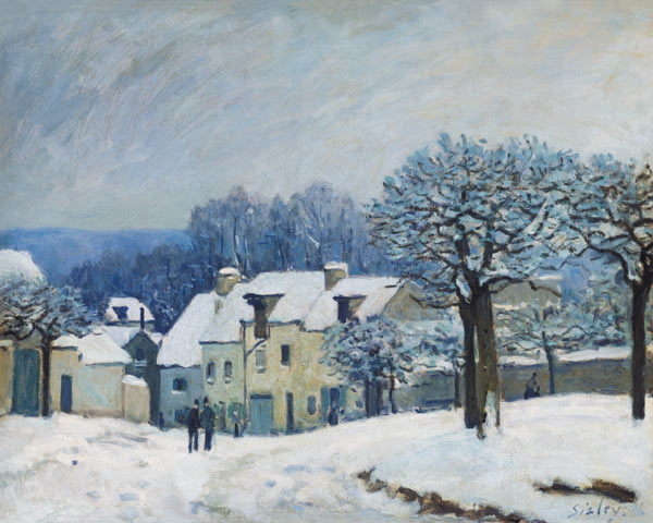 The Place du Chenil at Marly-le-Roi, Snow van Alfred Sisley