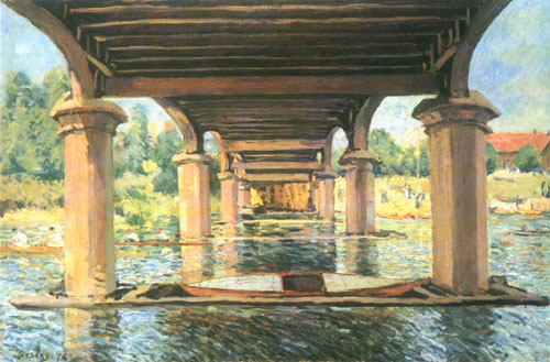 Unter der Brücke von Hampton Court van Alfred Sisley