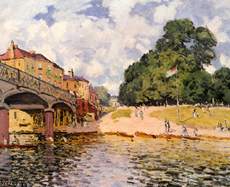 Brücke bei Hampton Court van Alfred Sisley