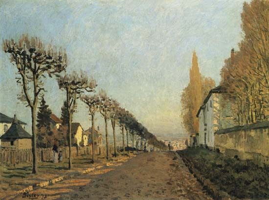 Chemin de la Machine (oder: La route du chemin de Sèvres) van Alfred Sisley