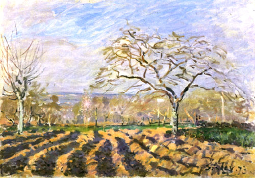 Felder oder Furchen van Alfred Sisley