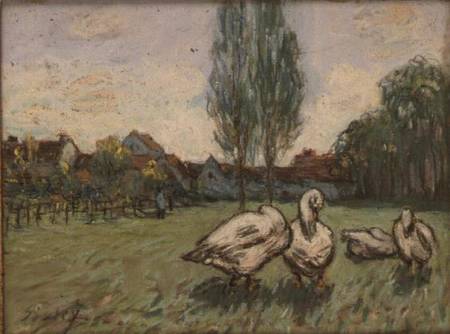 Geese (pastel) van Alfred Sisley