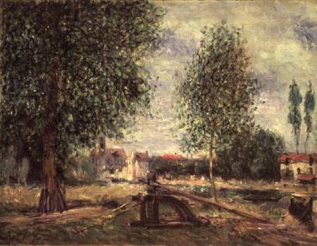 Landscape at Moret-sur-Loing van Alfred Sisley