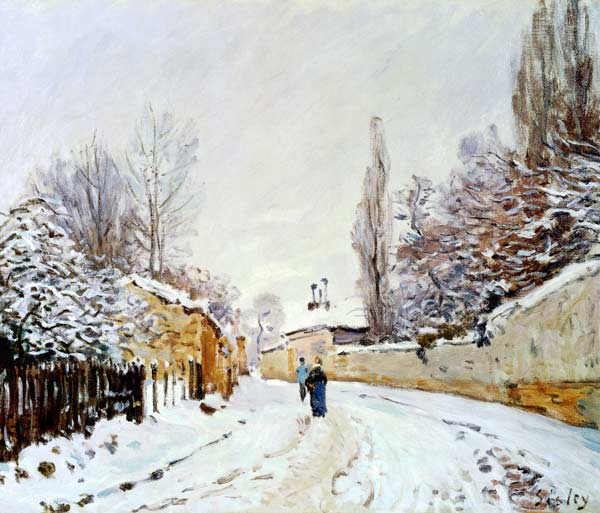 Road under Snow, near Louveciennes van Alfred Sisley