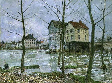 The Mills at Moret-sur-Loing, Winter van Alfred Sisley