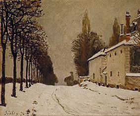 Verschneite Strasse bei Louveciennes. van Alfred Sisley