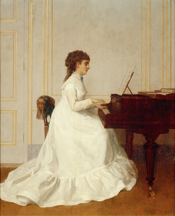 Eva Gonzalès at the piano van Alfred Stevens