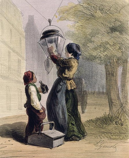 The Lamplighter, from ''Les Femmes de Paris'', 1841-42 van Alfred Andre Geniole
