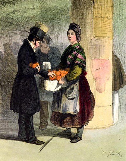 The Orange Seller, from ''Les Femmes de Paris'', 1841-42 van Alfred Andre Geniole