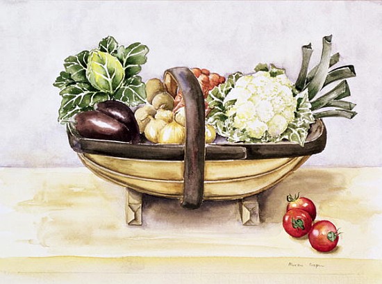 Still life with a trug of vegetables, 1996 (w/c)  van Alison  Cooper