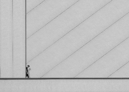 Man and lines