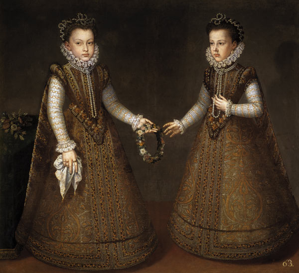 The Infantas Isabel Clara Eugenia (1566-1633) and Catherine Michelle of Spain (1567-1597) van Alonso Sanchez Coello