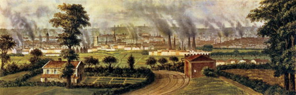 Leeds from Rope Hill, c.1840 (colour litho) van Alphonse Douseau