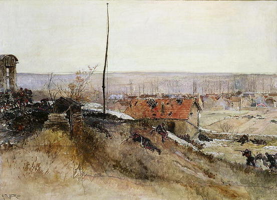 Attack on the Lime Kiln at the Champigny Quarry, 2nd December 1870, 1881 (oil on canvas) van Alphonse Marie de Neuville