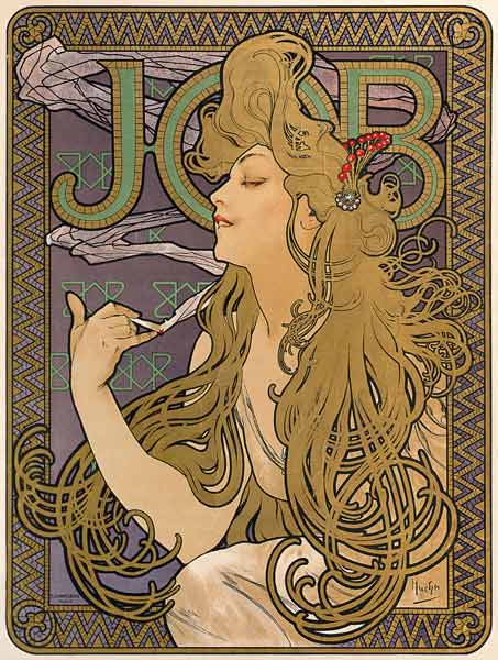 Plakat für die Zigarettenmarke JOB. van Alphonse Mucha